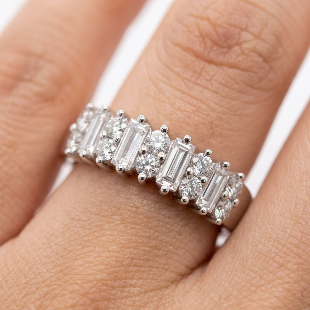 14-Diamond Round & Baguette Band Ring
