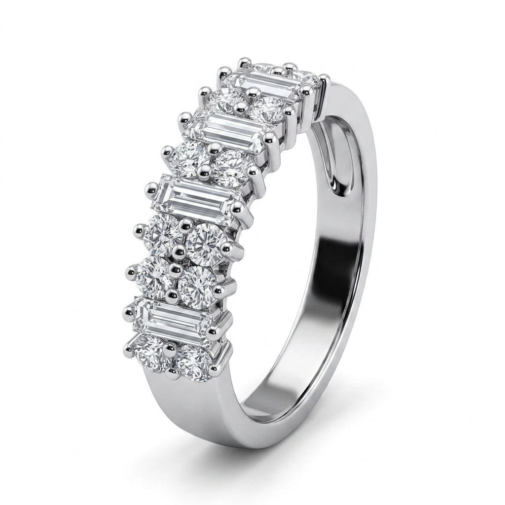 14-Diamond Round & Baguette Band Ring