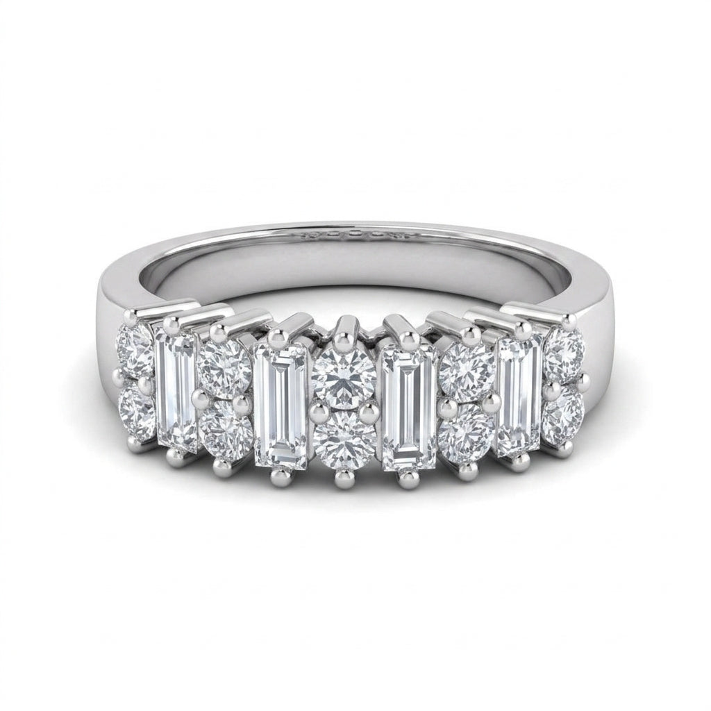 14-Diamond Round & Baguette Band Ring