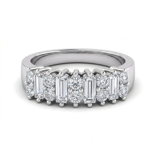 14-Diamond Round & Baguette Band Ring