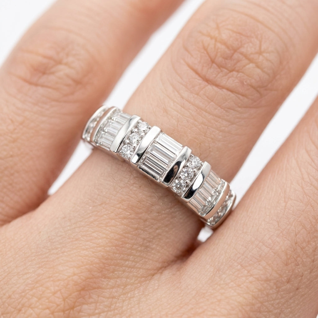 Baguette & Round Diamond Band Ring