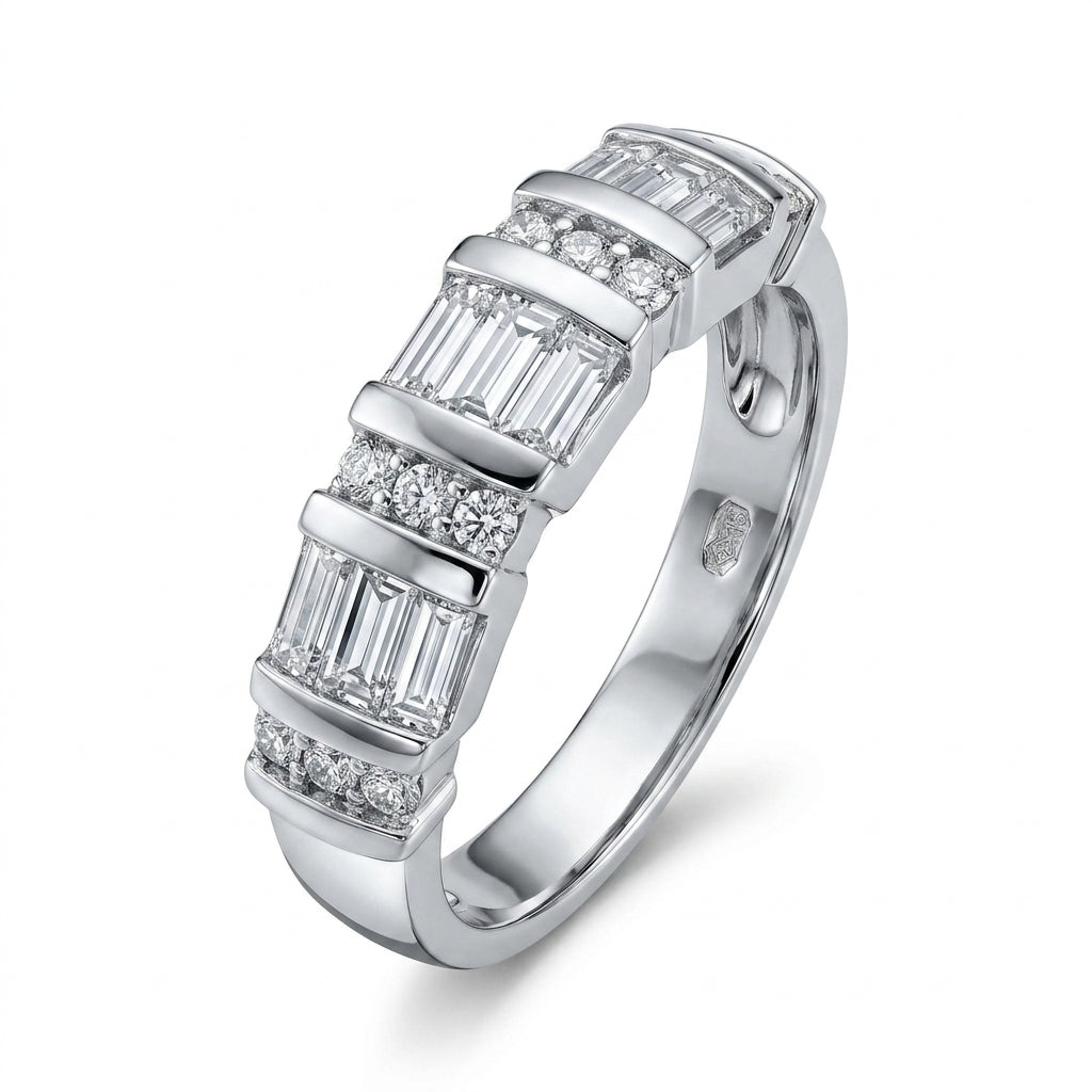 Baguette & Round Diamond Band Ring