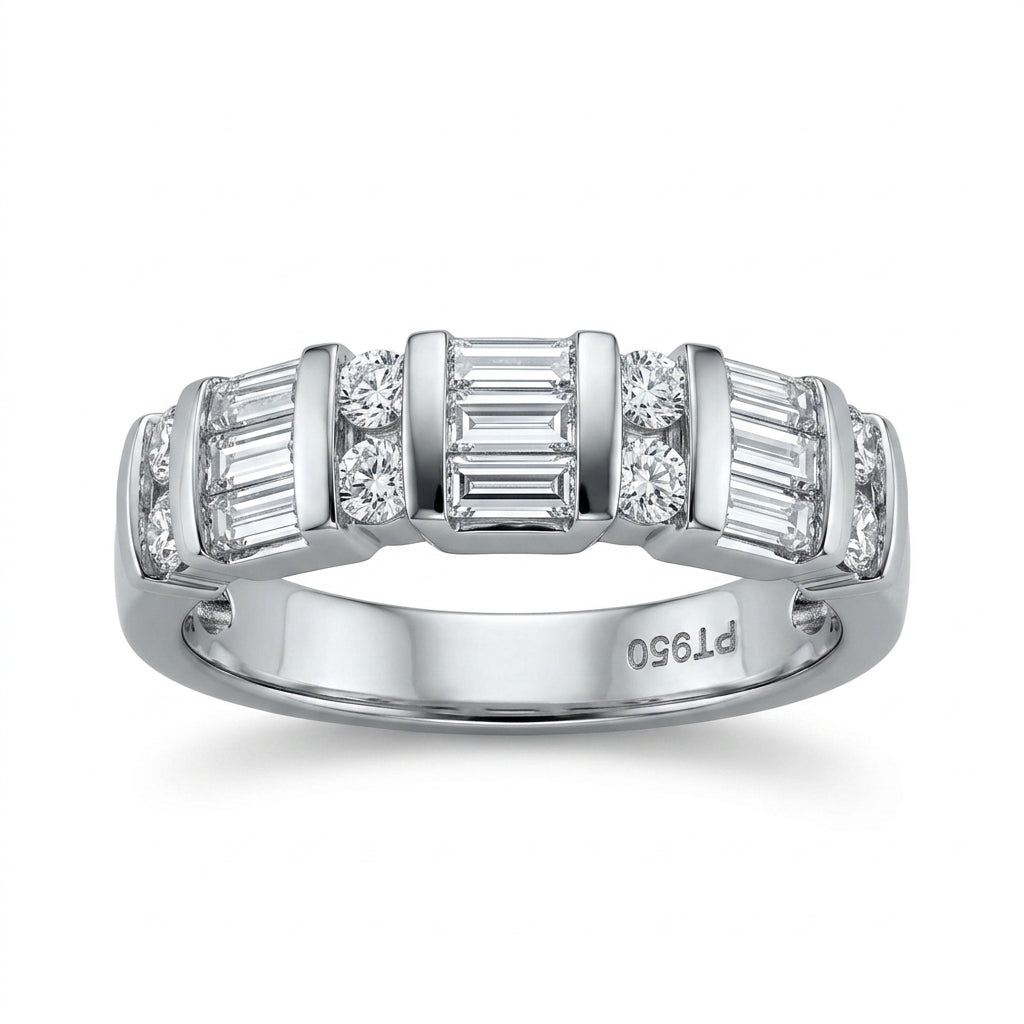 Baguette & Round Diamond Band Ring