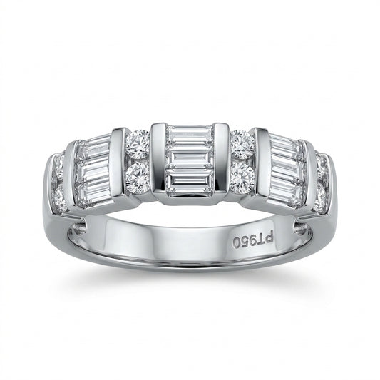 Baguette & Round Diamond Band Ring