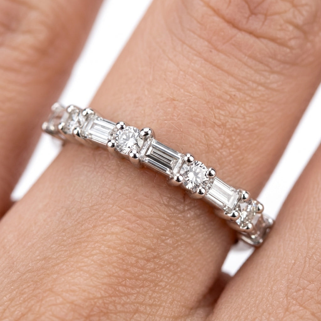 5 Tapered & 4 Round Diamond Band Ring