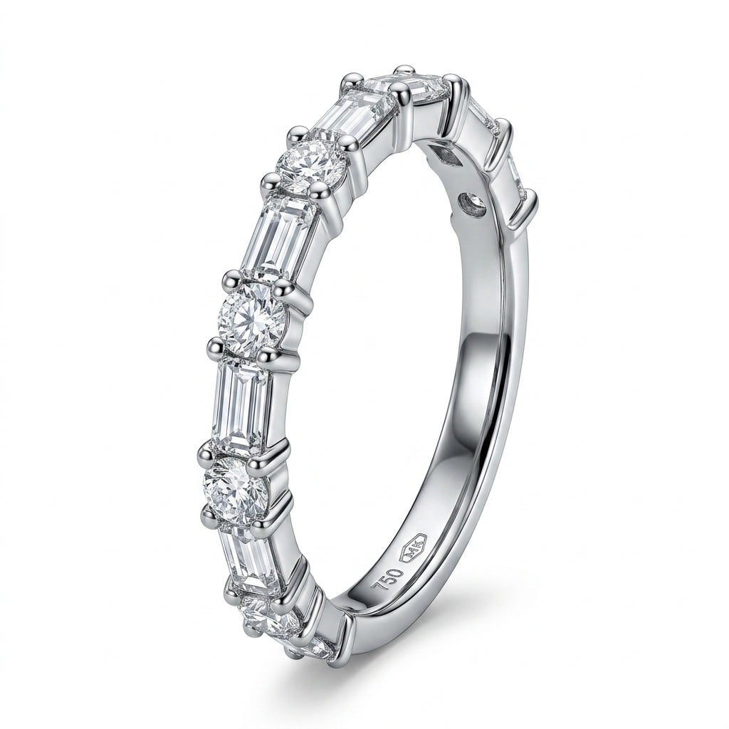 5 Tapered & 4 Round Diamond Band Ring