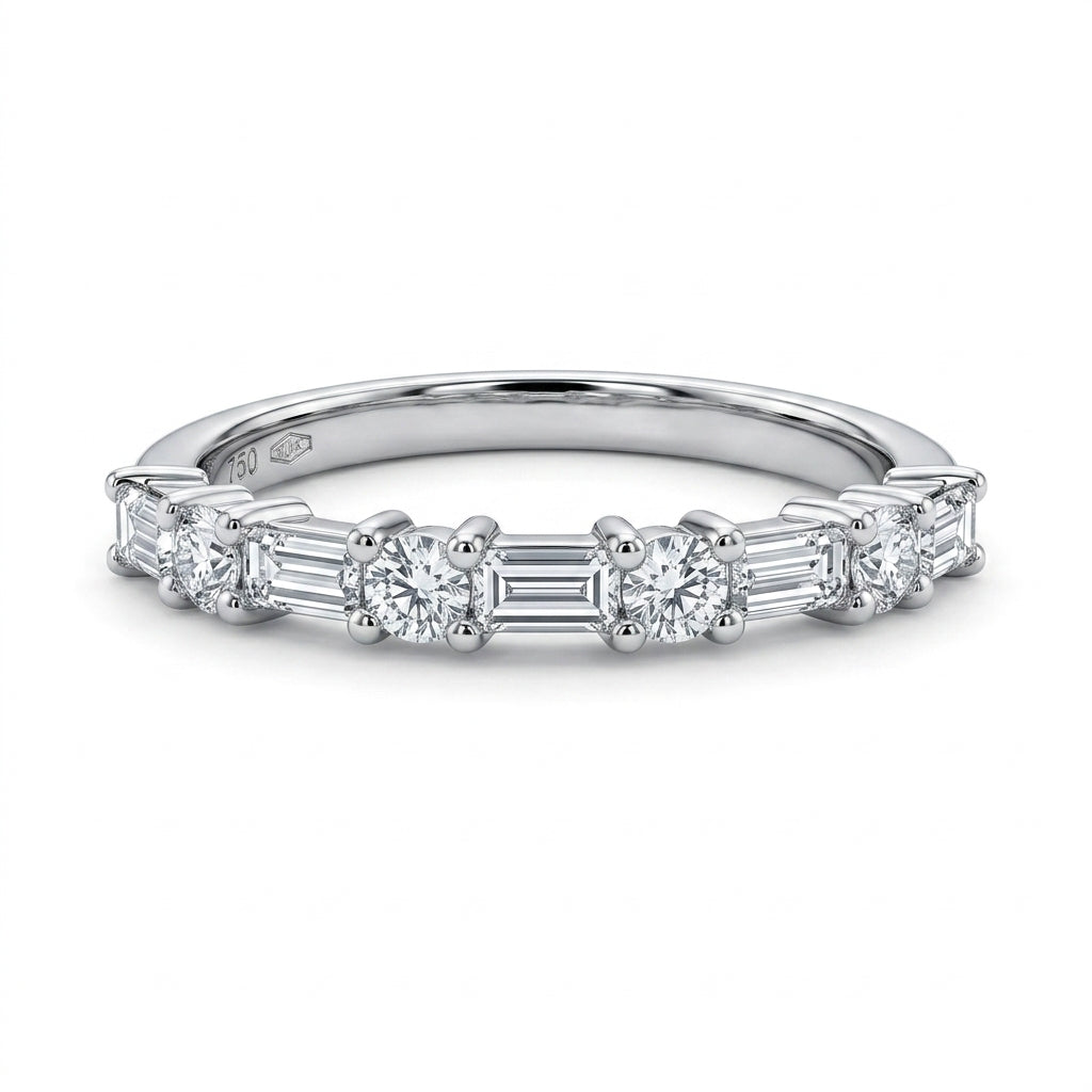 5 Tapered & 4 Round Diamond Band Ring