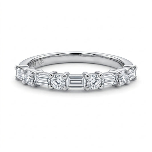 5 Tapered & 4 Round Diamond Band Ring