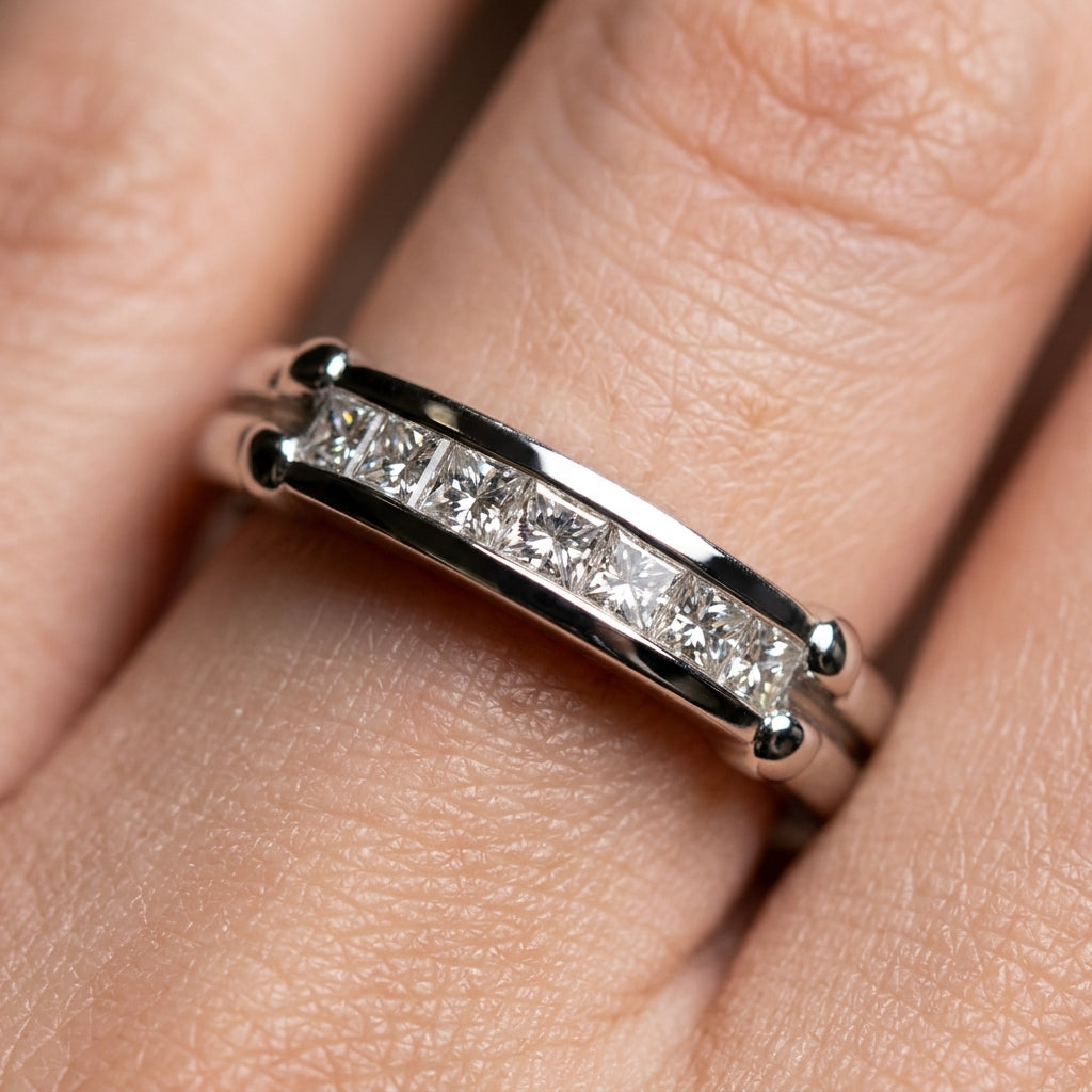 8 Princess-Cut Diamond Channel Band Ring