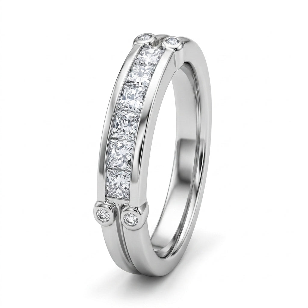 8 Princess-Cut Diamond Channel Band Ring