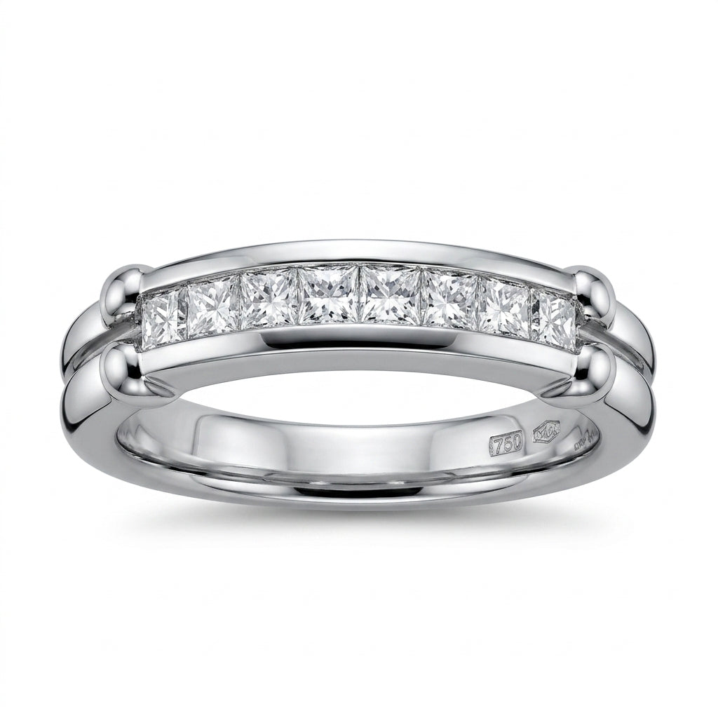 8 Princess-Cut Diamond Channel Band Ring