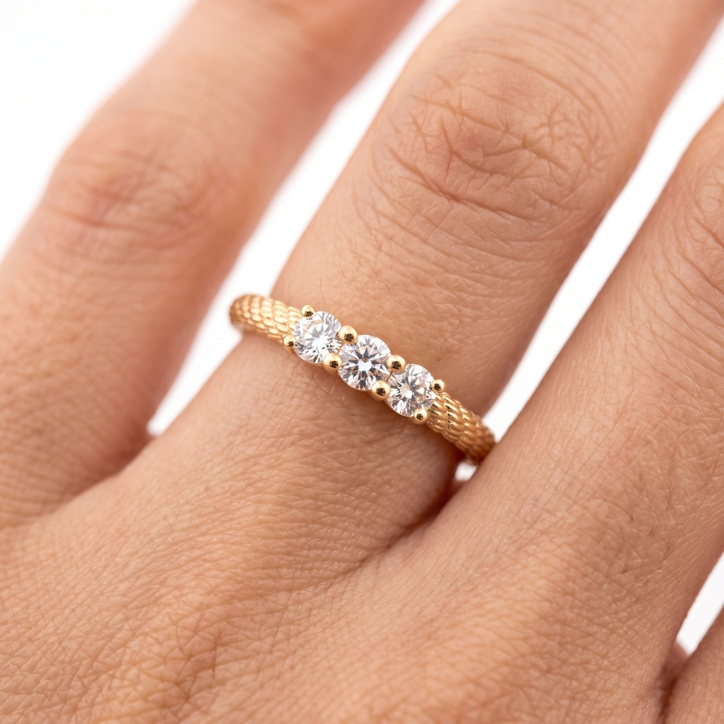 3-Diamond Net Design Ring