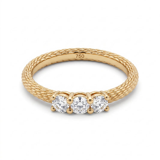 3-Diamond Net Design Ring