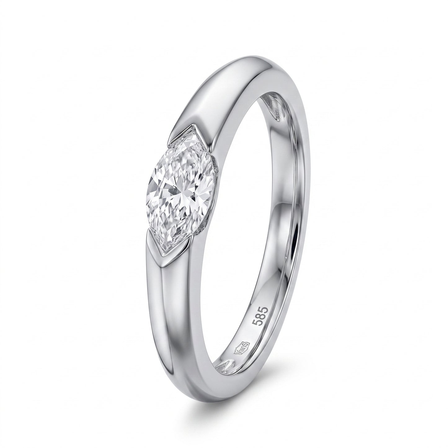 Marquise Diamond East-West Half-Bezel Ring