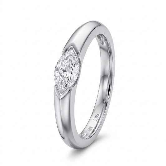 Marquise Diamond East-West Half-Bezel Ring