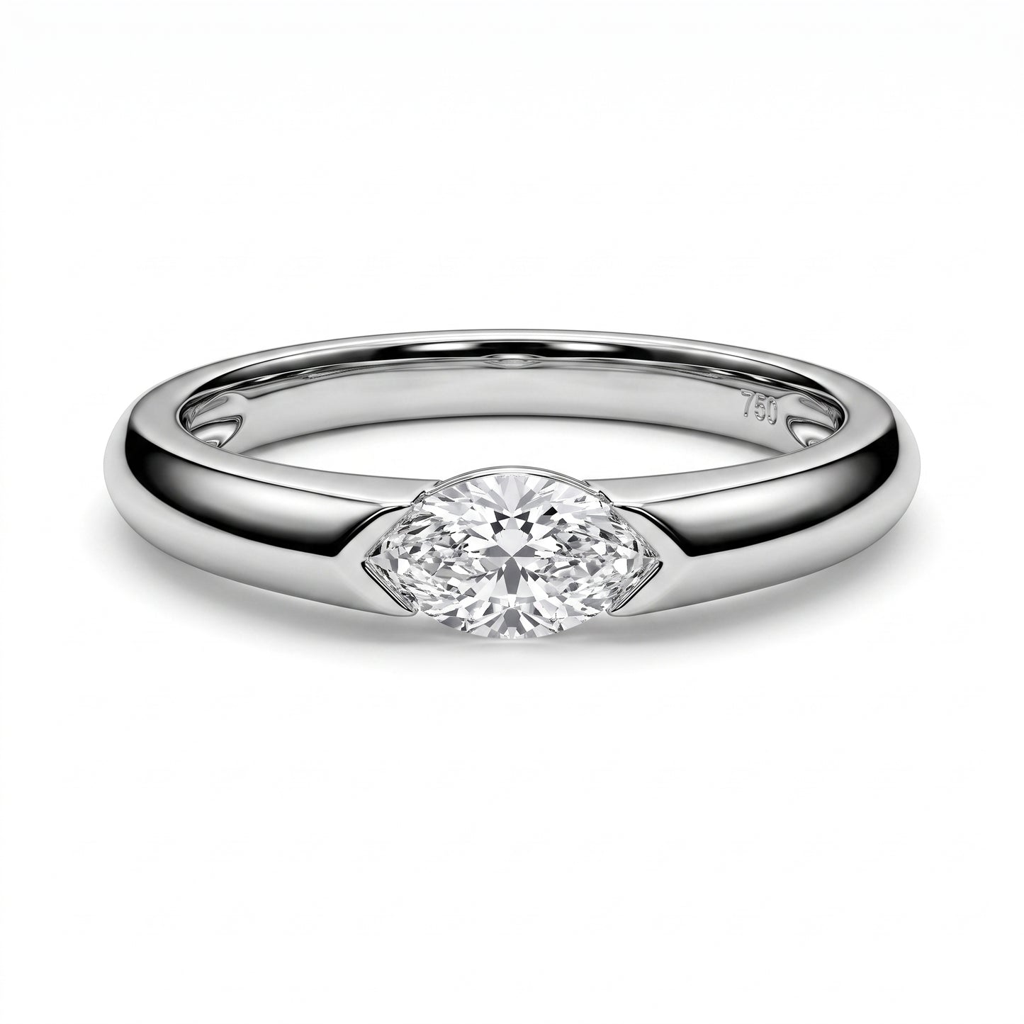 Marquise Diamond East-West Half-Bezel Ring