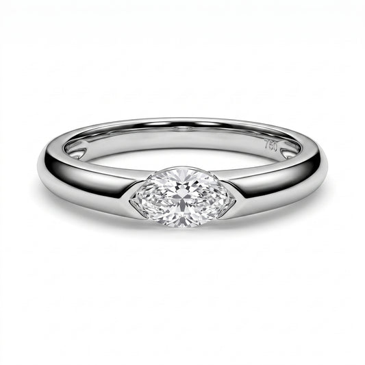 Marquise Diamond East-West Half-Bezel Ring