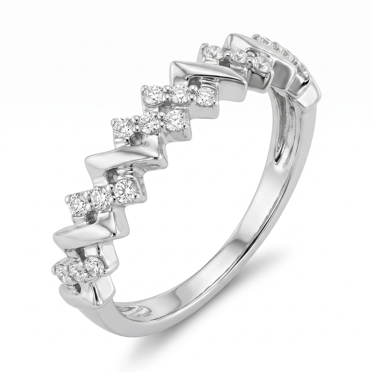 20-Diamond Angled Shared-Prong Band Ring