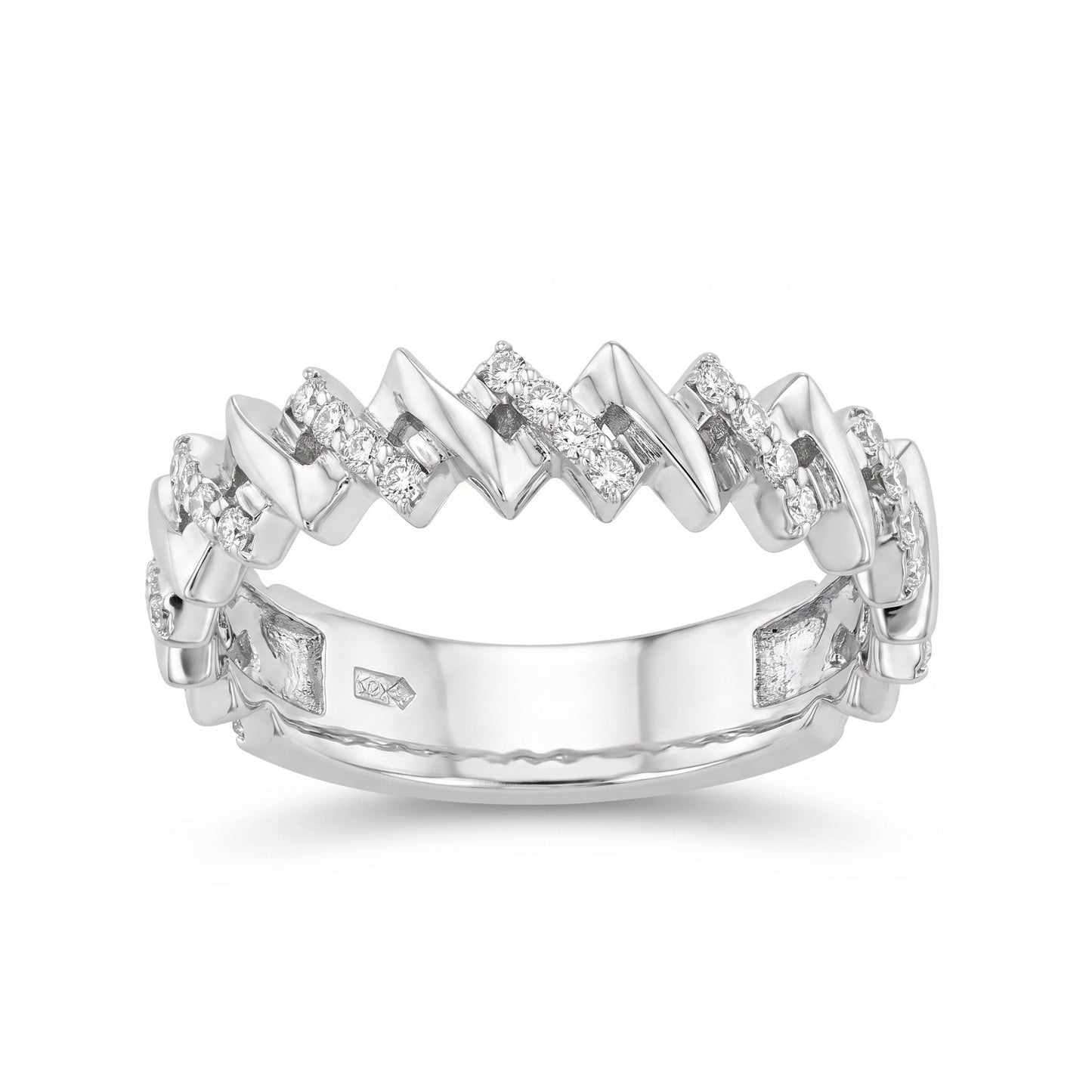 20-Diamond Angled Shared-Prong Band Ring