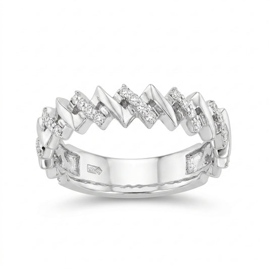 20-Diamond Angled Shared-Prong Band Ring