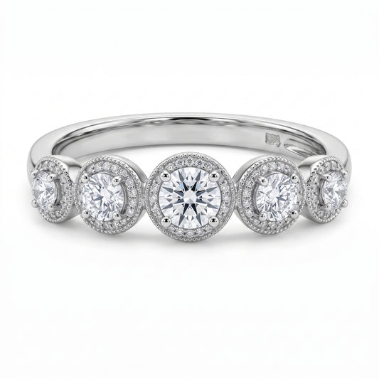 5 Round & 57 Single-Cut Diamond Band Ring