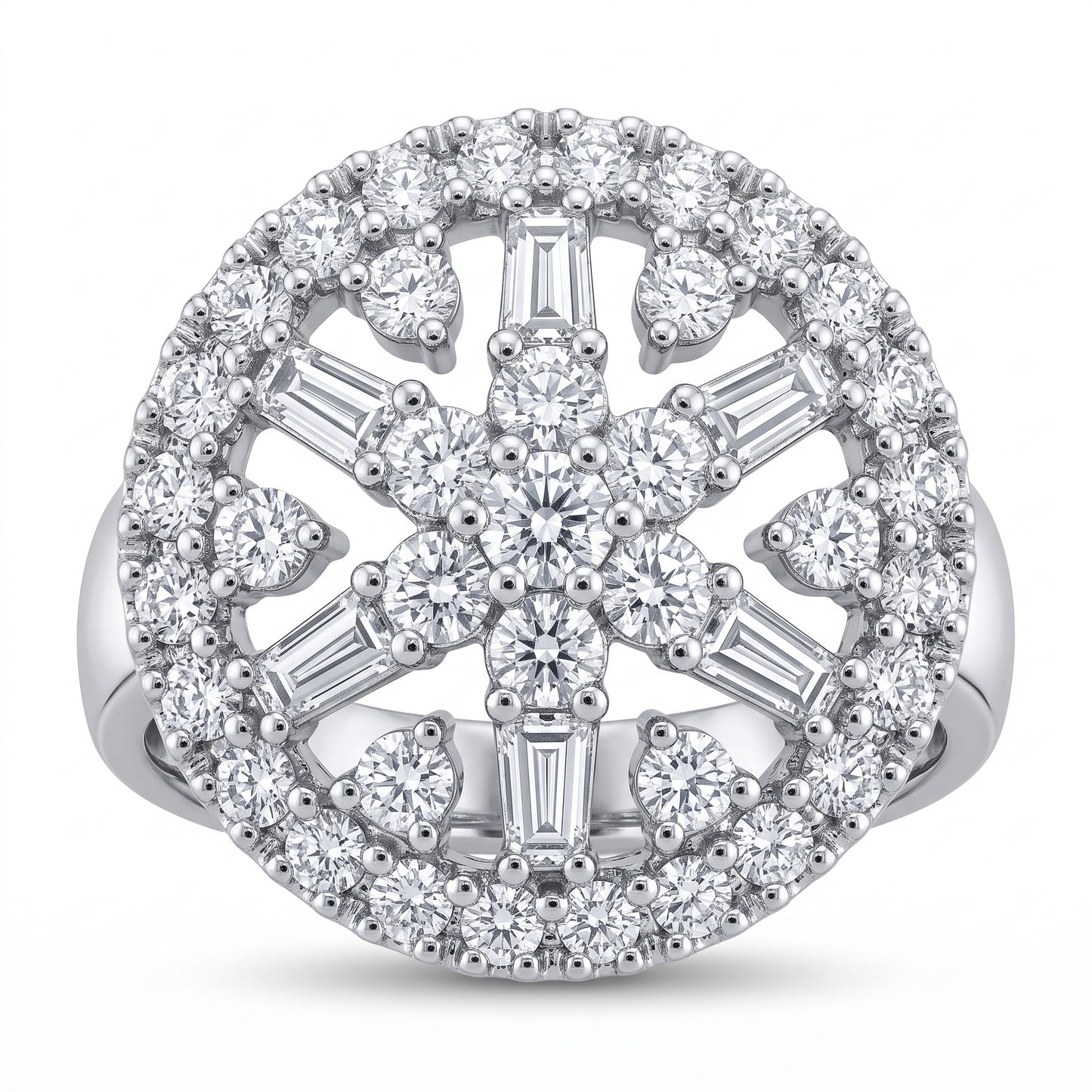Diamond Snowflake Dome Cocktail Ring