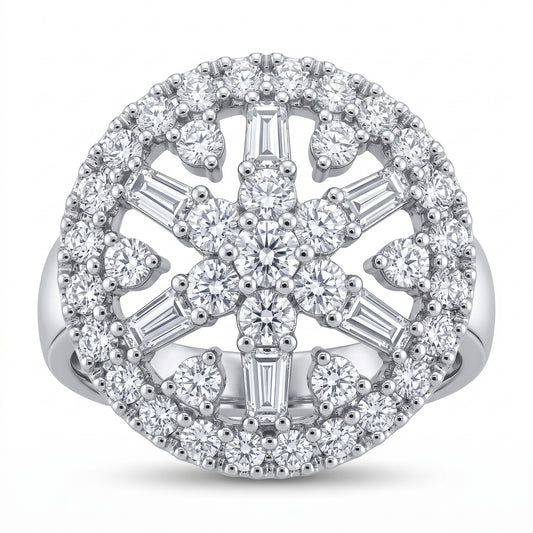 Diamond Snowflake Dome Cocktail Ring