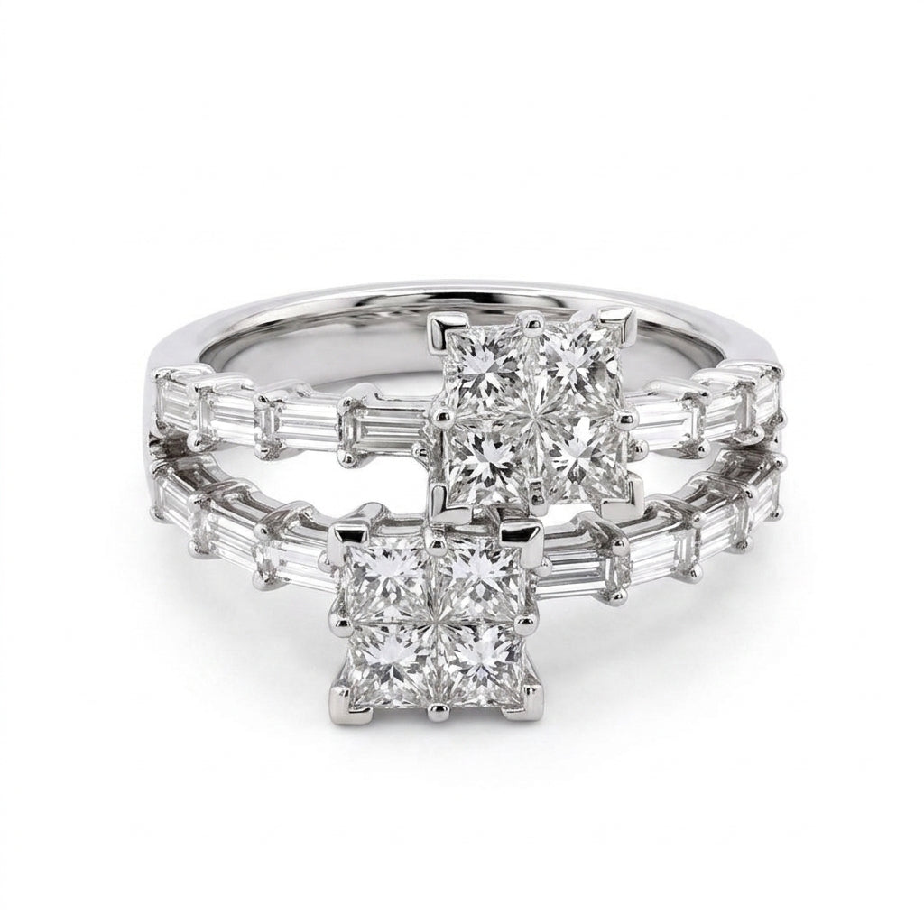 Double-Cluster Diamond Ring