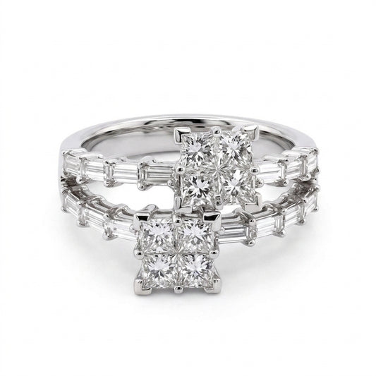 Double-Cluster Diamond Ring