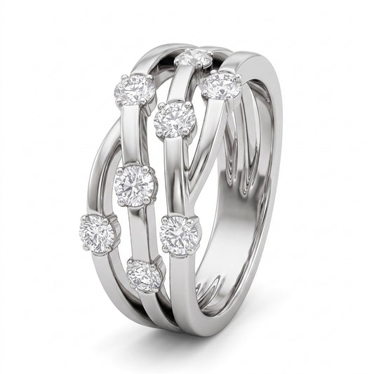 8-Diamond Wavy Band Ring