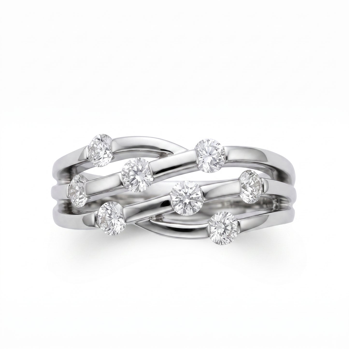 8-Diamond Wavy Band Ring