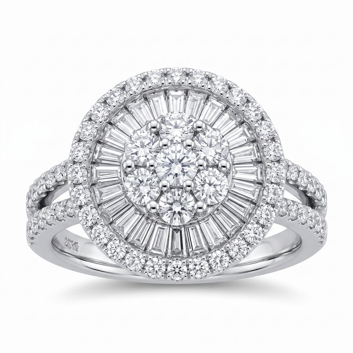 Diamond Sunburst Flower Cluster Ring
