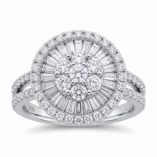Diamond Sunburst Flower Cluster Ring