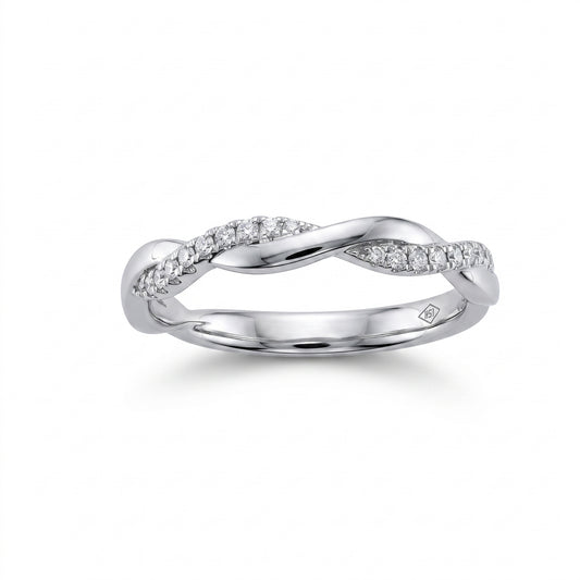 20-Diamond Matte Braided Band Ring