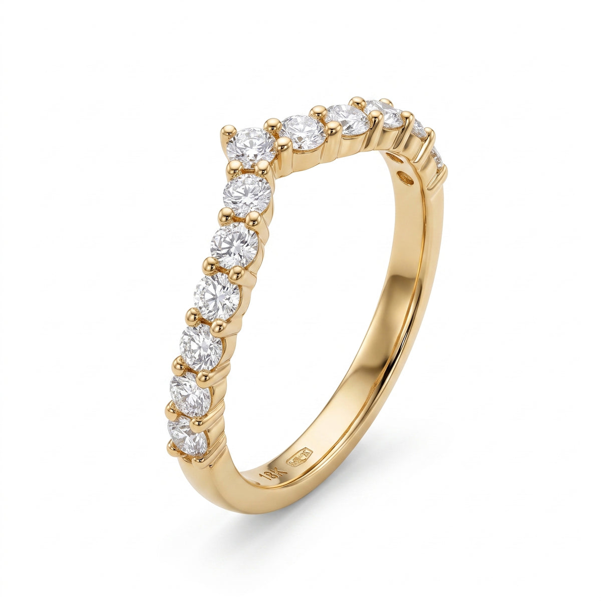 13-Diamond V-Shape Ring