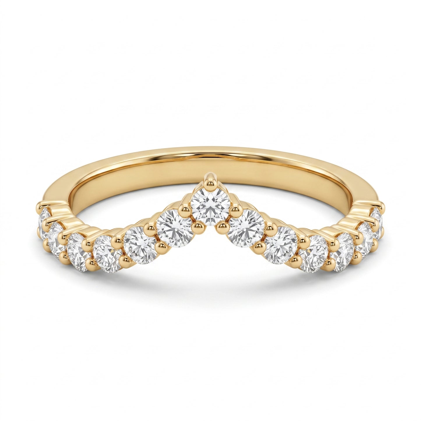 13-Diamond V-Shape Ring