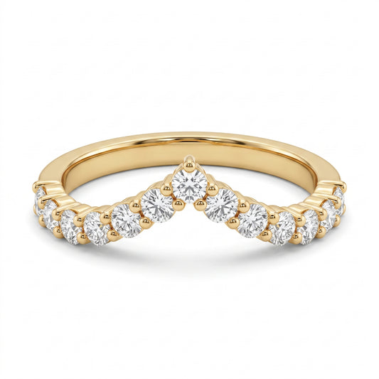 13-Diamond V-Shape Ring