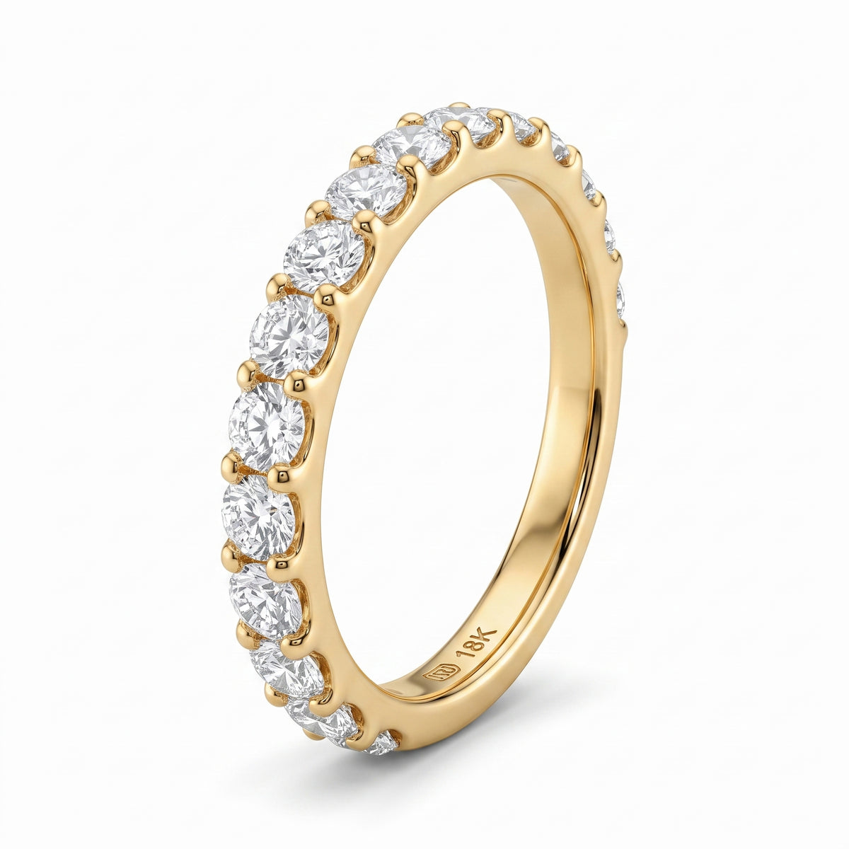13-Diamond U-Set Band Ring, 2.5mm Wide
