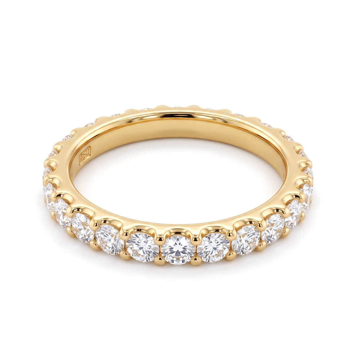 13-Diamond U-Set Band Ring, 2.5mm Wide