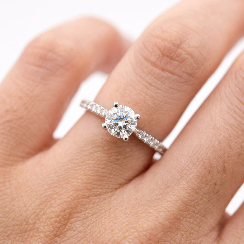 Diamond Pavé Solitaire-Style Ring
