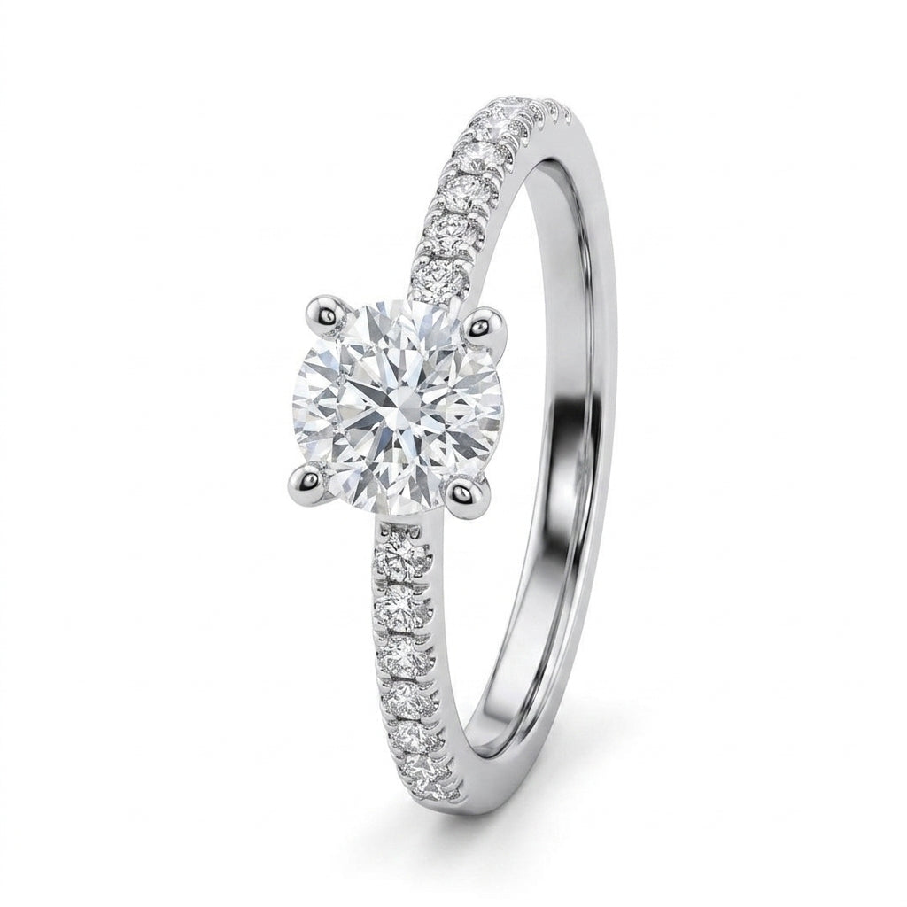 Diamond Pavé Solitaire-Style Ring