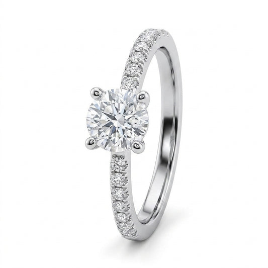 Diamond Pavé Solitaire-Style Ring