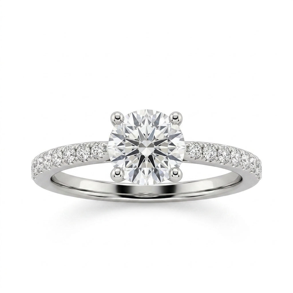 Diamond Pavé Solitaire-Style Ring
