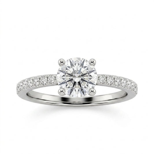 Diamond Pavé Solitaire-Style Ring