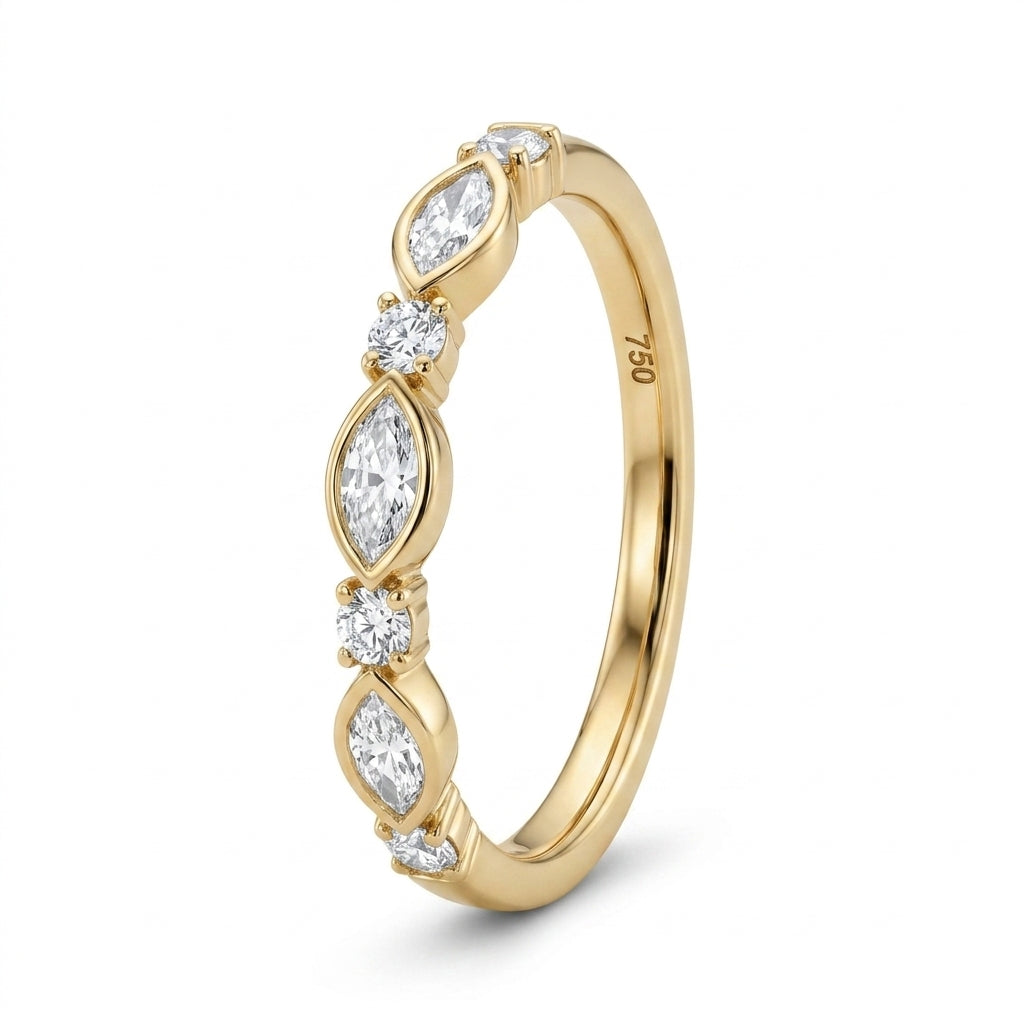 Marquise & Round Diamond Band Ring