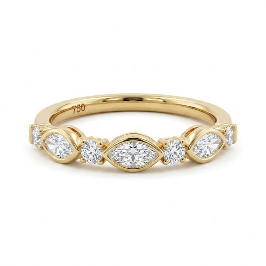 Marquise & Round Diamond Band Ring