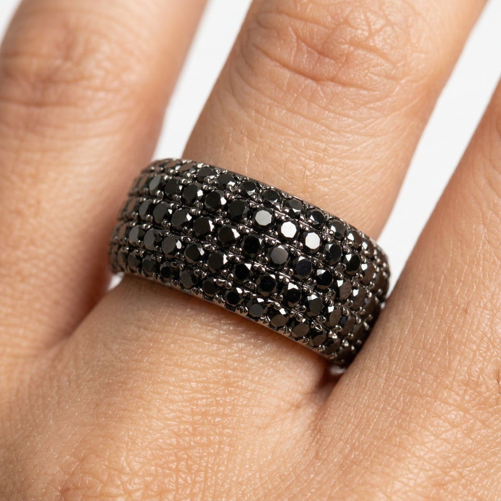 190 Black Diamond Pavé Eternity Band Ring