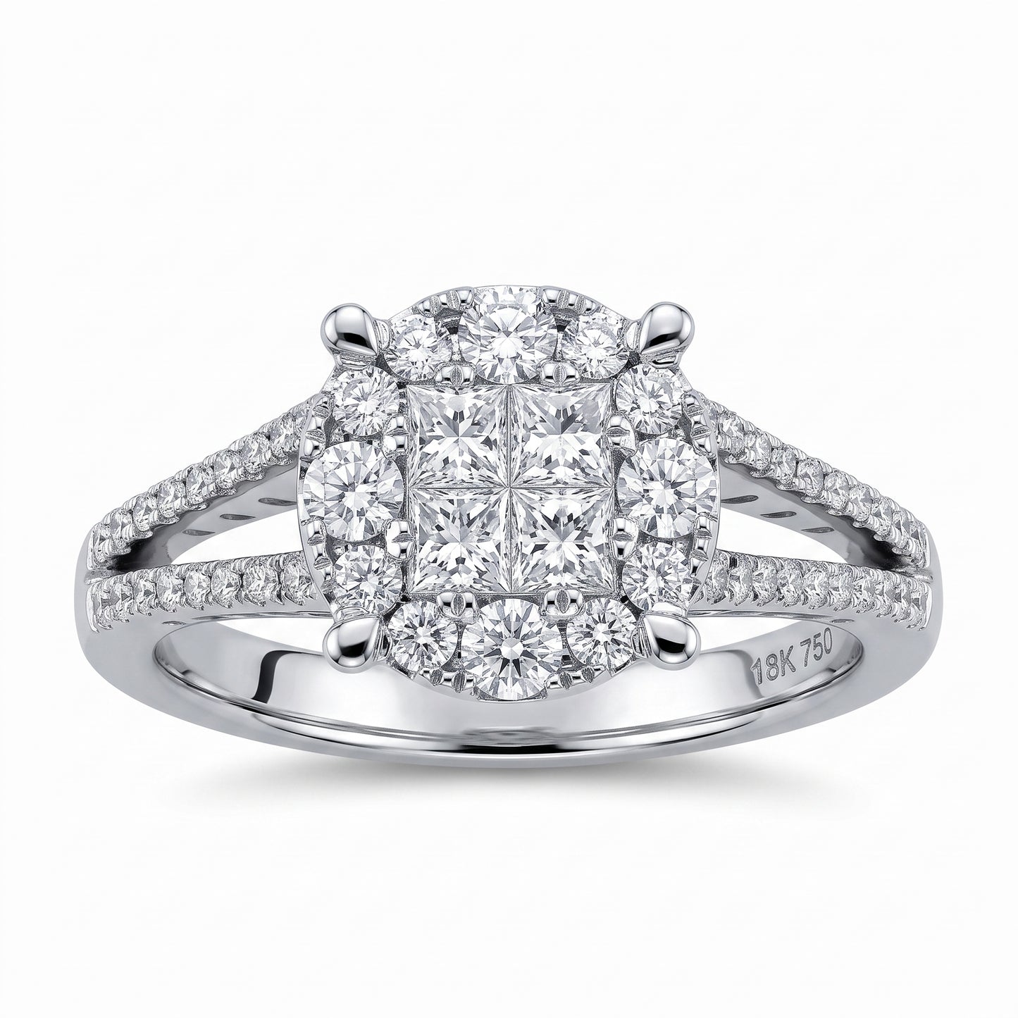 Princess & Round Diamond Pavé Ring