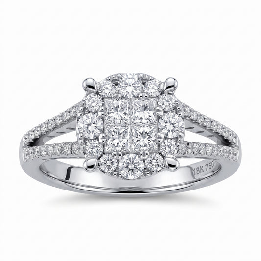 Princess & Round Diamond Pavé Ring