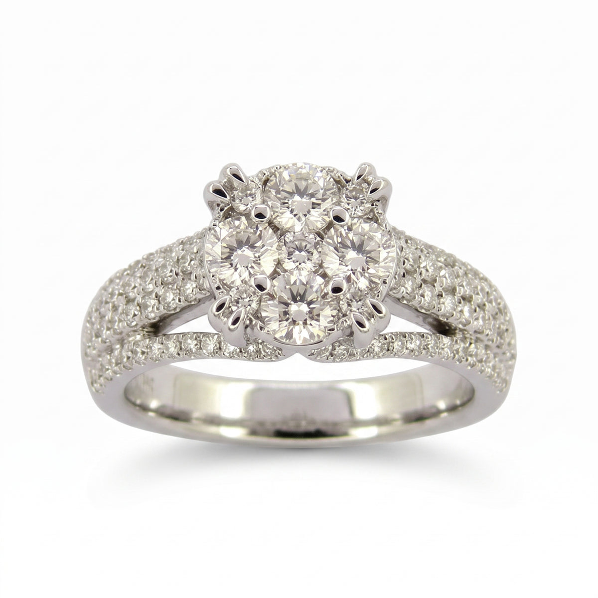 Five-Diamond Illusion Cluster Pavé Ring